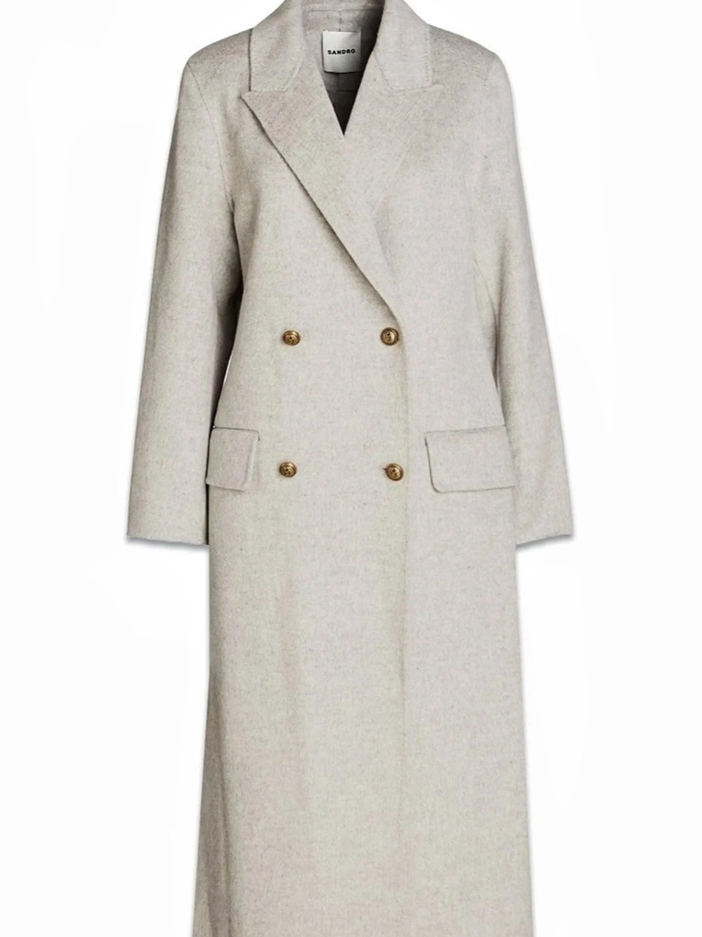 Sandro Double-Breasted Wool Coat in Gray Size 36 Like New